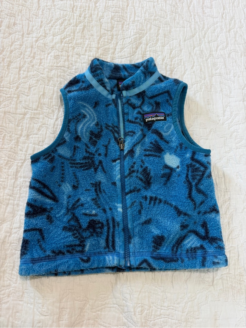 Patagonia Synchilla Fleece Vest Blue Abstract Print 12-18M Baby Toddler